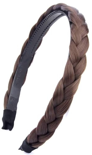AORHOFJ Bandeau Cheveux Tressés Noir-Brun Synthétiques 2 Brins Cheveux Tressés Élastique Réglable Coiffure pour Femme Filles,Tresse Cheveux,Bandeau Cheveux Coiffure
