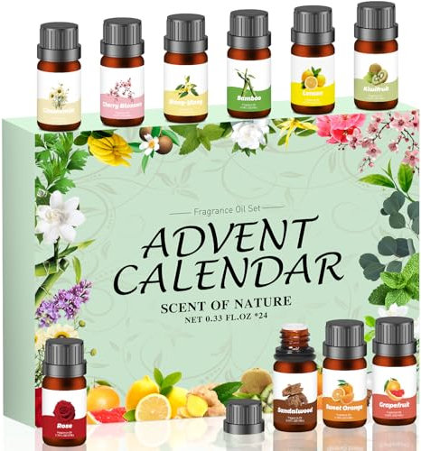 Ätherische Öle Adventskalender 2025 für Diffuser 24 Tage 10ml Duftöle Weihnachtskalender für Erwachsene Frauen Männer