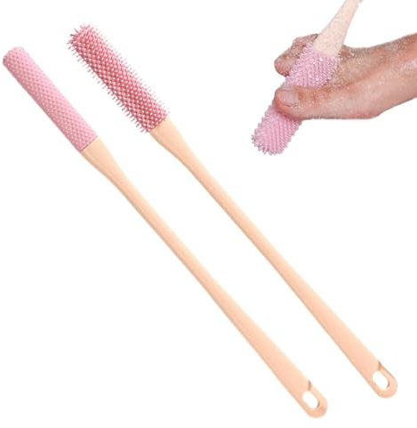 Shuangliao Toe Gaps Cleaning Brush | Long Handle Foot Scrubber in Shower | Silicone Toe Cleaning Brush | Foot Brush Including Silicone Toe Brush and Anti Itching Brush | Foot Bath Brush for Elderly