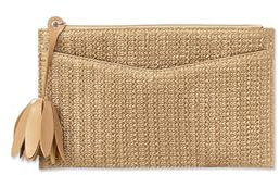 PORRASSO Pochette en Paille Femme Pochette de Soirée Tissé Sac de Soirée Sac en Paille Clutch pour Fête Mariage Vacances Abricot