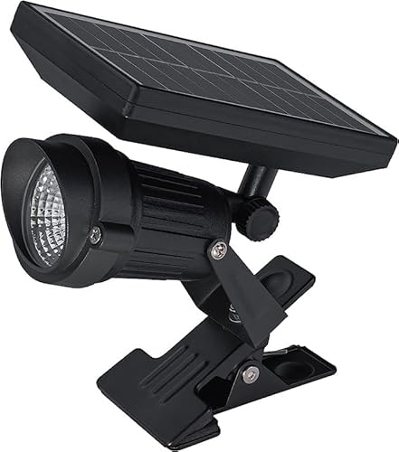 FSLiving 9W Solar Dachrinnenleuchte, Aluminum Flexible Dachrinnenlampe mit Klemme, IP65 Wasserdicht im Freien 3000K warmweiss für Hinterhof Treppen Gartenweg Terrasse