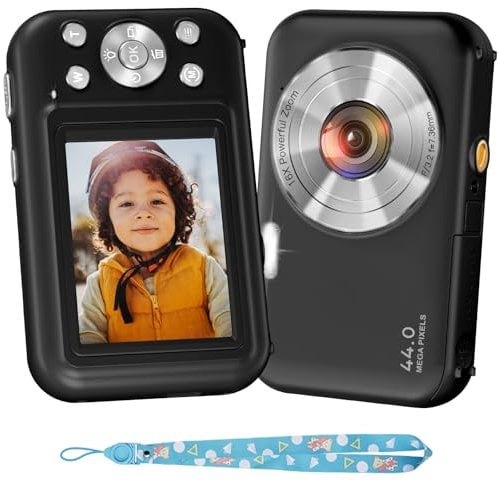 Digitalkamera Fotokamera HD 1080P 44MP, Wiederaufladbare Fotoapparat Kamera fotokamera mit 16X Digitalzoom digicam für Kinder, Erwachsene, Anfänger(Schwarz)