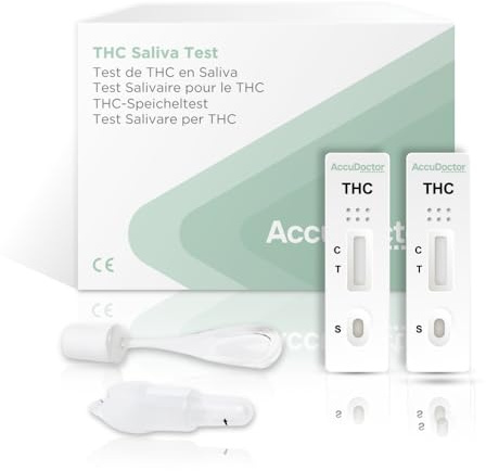 2 Drogentest THC Speichel AccuDoctor 15 ng/ml Schnelltest Cannabis Marihuana Haschisch THC TeststreifenSpeicheltest Nachweis von THC bis zu 4 Tage nach Konsum 2 Stück