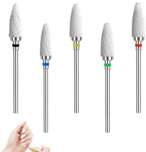 5 Piezas Broca Manicura Brocas De CeráMica Para Uñas, Fresas Para Torno Manicura, Kit Profesional Para Manicura Y Pedicura,Torno Para Las Uñas Pulidor de Uñas Taladro de Uñas Set