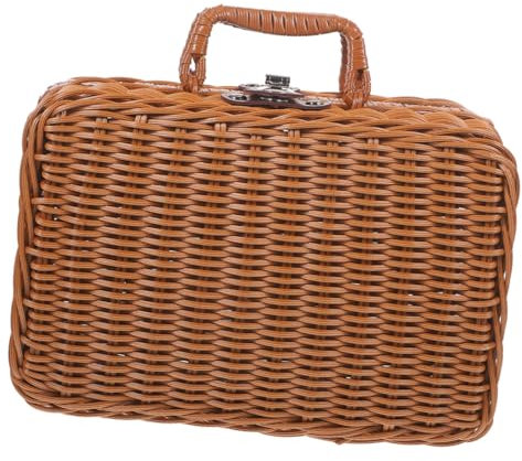 Panier De Rangement Tissé en Imitation Rotin Organiseur Polyvalent Décoration Rustique pour Chambre