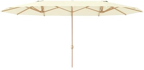 Outsunny Ombrellone Doppio 455x265 cm con Manovella, Ombrellone da Giardino a 12 Stecche in Acciaio e Poliestere 180g/㎡, Anti UV30+, per Giardino, Terrazza e Balcone, Beige