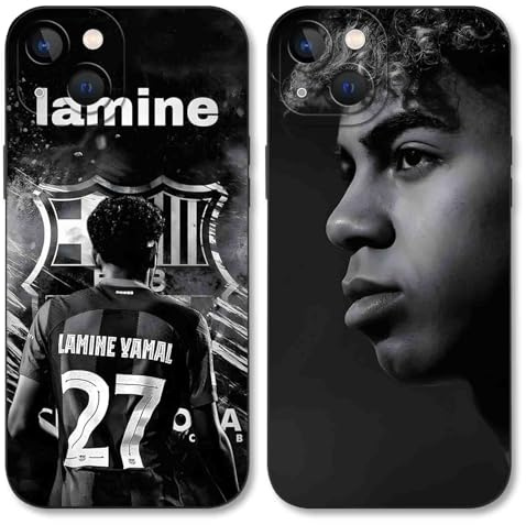 Yimctoie 2 Stück Cool Fußball Handyhülle für iPhone 13 Hülle 6,1,Mode FC Cartoon Spieler Muster Case für Fans,TPU Silikon Stoßfest Anti-Kratz Schutzhülle,Black