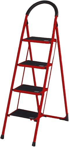 Scala Multiuso Pieghevole in Acciaio Antiscivolo e Salvaspazio 2/3/4 Gradini (4 Scalini)