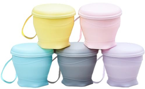 XPAPOV 5 vasos plegables de silicona con tapa de plástico, 180 ml, reutilizables, para camping, viajes, deportes, pícnic