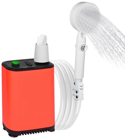 Irishom Tragbare Dusche, elektrische Campingdusche mit 3-stufiger Wasserdurchflussregelung, kabellose externe Duschpumpe mit 5,9 Fuß Schlauch, verstellbare Halterung für