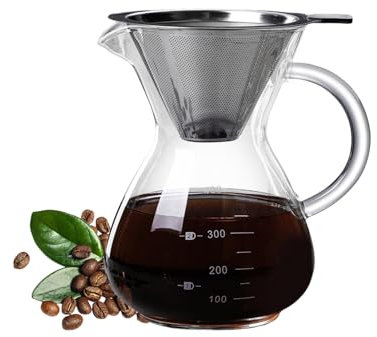 Nchdewui Cafetera con filtro de acero inoxidable, cafetera de goteo manual (400 ml)