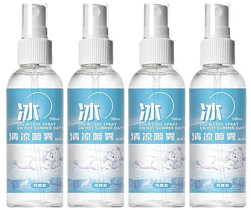 Kühlendes Körperspray, Kühlspray Für Heißes Wette, Ganzkörper-Kühlnebel, Cooling Spray Für Studenten, Junge Und Mädchen Im Sommer, 100 ml (4er-Pack)