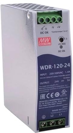 BJKYTMLM 1 Uds WDR-120-24 24V 5A 120W Fuente de alimentación de Carril DIN Industrial de Salida única Rango de Entrada Amplio monofásico y bifásico