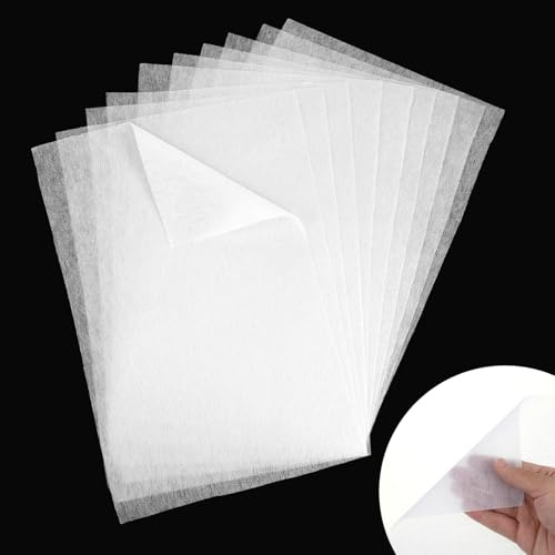 20Sheet Medium Iron on Backing, 11.8×7.9 White Fusible Iron on Backing, Fusible Webbing for Fabric Applique DIY Crafts Supplies