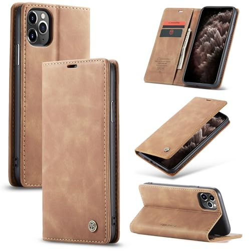 Ottcooed Coque pour iPhone 11 Pro Max, Etui Protection Housse Premium en Cuir PU, Emplacements Cartes Magnétique Pochette de Portefeuille Flip Case pour iPhone 11 Pro Max - Marron