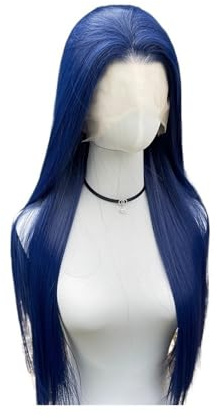 4 13 26 Zoll Blaue Lace-Front-Perücke, X Kleberlose Synthetische Perücken,Dunkelblaue Perücke For Frauen, Geeignet Den Täglichen Gebrauch Auf Partys Haar Extensions