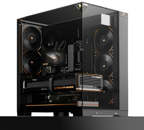 Termalright A70 PC-hölje-270° panorama-härdat glas ATX-Midi Tower chassi, stöder ATX moderkort/420 mm GPU, dold kabelhantering, svart