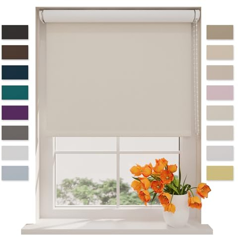 DTCH® Verdunkelungsrollo, Heller Sand, 40 x 190 cm | Für Fenster, 100% verdunkelnd, Wand- oder Deckenmontage, Klemmfix separat erhältlich, Breiten bis 240 cm, kindersicher