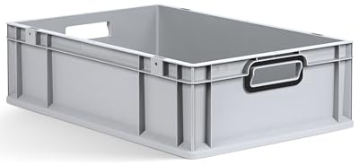 aidB Eurobox NextGen 2.0 - 600x400x170mm – Stapelbare 34L Kunststoffbox mit offenen Griffen – Lagerbox für Aufbewahrung, Transport & Organisation – Industriequalität - inkl. ColorClips in Schwarz