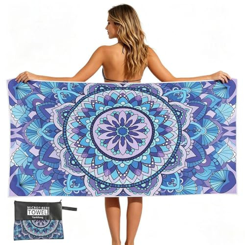 YanhXang XXL Strandtuch 160×80cm，Ultrafeine Faser Strandtuch sandabweisend, leicht und schnell trocknend, geeignet für Reisen, Sauna usw.