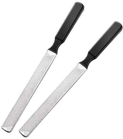2 PCS Stainless Steel Metal Nail File for Thick Nails, Professional Double-Sided Long Toenail File, Durable Fingernail Care Tool for Men, Women & Seniors, Heavy Duty Pedicure & Manicure File(Black)