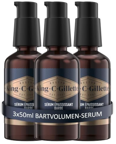 King C. Gillette Bartvolumen-Serum für Manner, 3 Packung, 50ml | Bartpflege mit Vitamin B Komplex Und Koffein für Dickerer Und Vollerer Bart