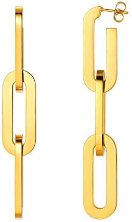 PROSTEEL Damen baumeln Ohrringe Asymmetrische DIY Panzer Glieder Form Ohrhänger 18k vergoldet Mädchen Frauen Fashion Ohrstecker Straßenmode Schmuck Accessoire für Party