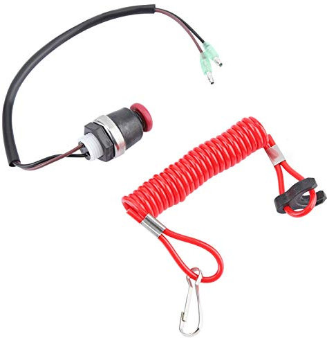 Outboard Kill Switch,Safety Tether Motor Engine Ignition Emergency Kill Stop Switch Key Cord Lanyard Rope for Marine Tohatsu Motorboat and Outboard Motors without Battery and Electric Start