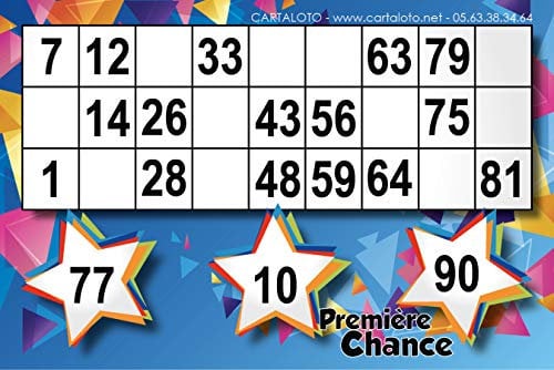 CARTALOTO-500 Jeux de Loto, Bingo « Première Chance », JCPC1C, Multicouleur