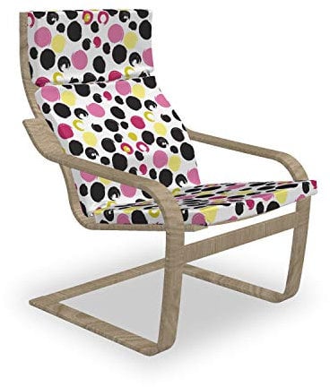 ABAKUHAUS Abstrakt Poäng Sessel Polster, Flüchtige Kreise Pop-Art, Sitzkissen mit Stuhlkissen mit Hakenschlaufe und Reißverschluss, weiß Multicolor