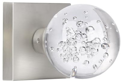 HIEMEY Passage Hall Closet Door Knobs Interior, Round Clear Bubble Crystal Glass Door Knobs Brushed Nickel