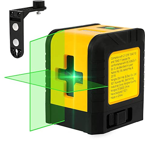 Amazon Basics Livella laser a linee incrociate orizzontali/verticali, di classe II, 18 m, Giallo/Nero