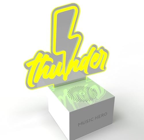 MUSIC HERO NEON Wireless Speaker, tragbarer 3 W Audio-Lautsprecher mit Heller LED, On/Off-Taste, USB-C-Ladekabel im Lieferumfang enthalten, bis zu 2 Stunden kontinuierliche Musik, Gelb