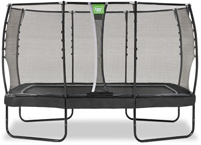 EXIT Toys Allure Premium Rechteckiges Trampolin - 214x366cm - Extra Lange Federn für erfahrene Springer - Mit Fußschutzsystem - Premium-Sicherheitsnetz - Wasserdicht - Starkes Trampolin - Schwarz