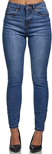 Tazzio Jeans Damen High Waist Denim Slim Skinny Fit Jeanshose Stretch Hose F101