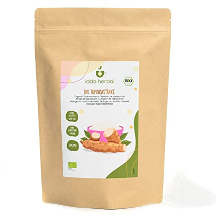 IDDA Herbal Harina de Tapioca Orgánica 2kg, Almidón de Tapioca Orgánico Molido, Harina sin Gluten