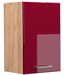 Vicco Armario Colgante R-Line, Rojo Burdeos Alto Brillo/Roble Dorado, 40 cm