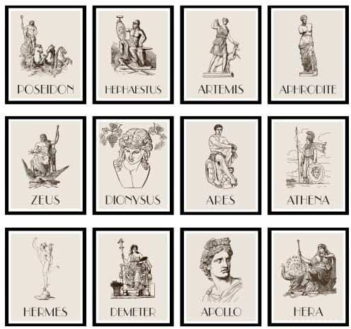 97 Decor Griechische Mythologie-Dekoration – griechische Dekoration, griechische Götter Poster, griechische Mythologie-Geschenke, Poseidon Athena Göttin Dekor (20.3x25.4 cm, ungerahmt)