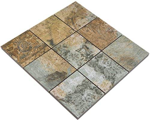 Mosaico in ceramica Piastrella mosaico ceramica gres porcellanato beige marrone verde opaco parete pavimento cucina bagno doccia