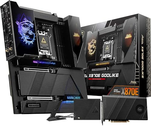 MSI MEG X870E GODLIKE, E-ATX - Supporta processori AMD Ryzen 9000/8000/7000, AM5 - Dynamic Dashboard III, EZ Slide M.2, 110A SPS, memoria DDR5 (9000+ MT/s OC), M.2 e PCIe 5.0, USB4, Wi-Fi 7, 10G LAN