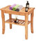 Multigot Bamboo Shower Bench, 2-Tier Slatted Sauna Stool with Storage Shelf, Natural Bathroom Storage Stool for Indoor Outdoor Use