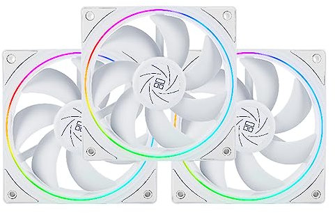 Thermalright TL-S12W CPU Fan 120mm Case Cooler Fan Comes with ARGB Lighting Effect,PC PWM Silent Computer Fan with 1500RPM Speed, CPU Cooling Fan White(3-Pack)