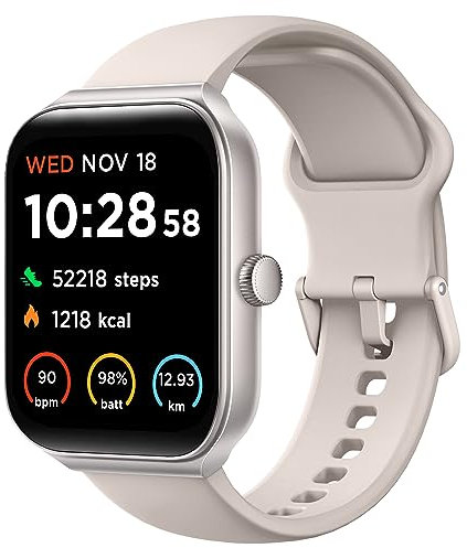 TOOBUR Montre Connectée Homme/Femme avec Alexa et Podometre, 1,95 Smartwatch avec 100 Sports,Repondre Appel et Cardiofrequencemetre,Étanche IP68 pour Natation,Compatible avec iOS et Android Beige
