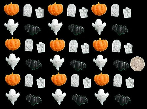 60 x 3D Edible Icing Halloween Medium Ghosts Bats Sugar Cupcake/Cake Decoration Toppers