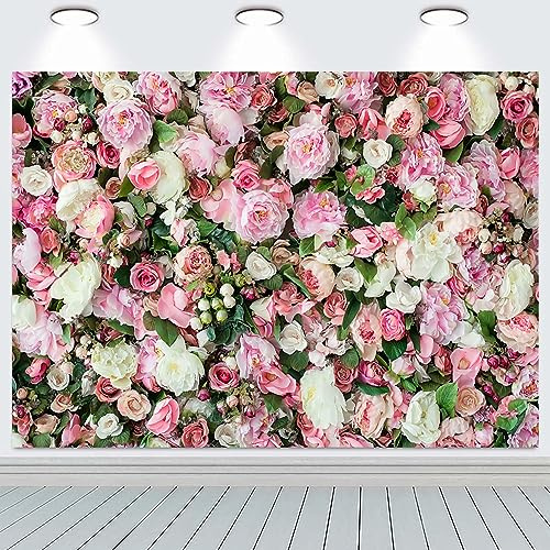 2.1x1.5m Telón de Fondo de Pared de Flores Rosa 3D Floral Fotografía de Fondo Niñas Cumpleaños Fiesta de Bodas Ducha de Novia Decoraciones Retrato Photoshoot Banner Photo Booth Props