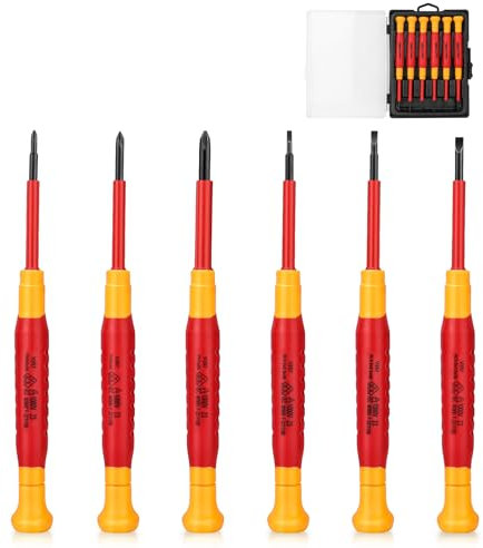 HAUTMEC 6Pcs Precision Screwdriver Set, Mini Insulated Screwdriver with Slotted and Phillips Magnetic Tip HT0313