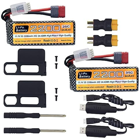 2PCS 11.1V 2200mAh 35C 3S Lipo Akku mit T Stecker und USB Ladekabel für MJX H16P H16E H16GT H16BM H16PL 14301 RC Auto High-Speed Drift Modell Spielzeug Auto