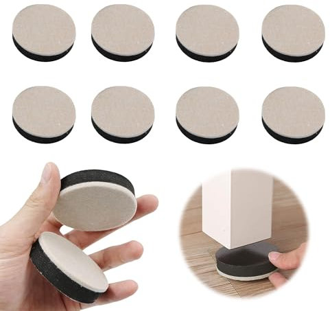 6.5CM Selbstklebende Möbelerhöhung Ltsbaed 8 Stück Anti-Rutsch Filz Sockelfuss Schwarz Höhe Erhöhen Runde Tischbeine Möbelfuß Tischbein Stuhlerhöhung Oder Bodenschutz für Schrank Schreibtisch Sofa