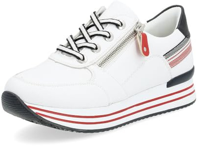 Remonte Damen Low-Top Sneaker D1312, Frauen Halbschuhe,lose Einlage,Turnschuhe,Laufschuhe,Freizeit,sportlich,straßenschuhe,Weiss Kombi (82),36 EU