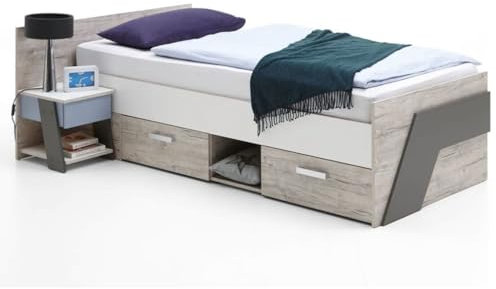 KTHLBRH Schlafzimmer Nachttisch Beistelltisch Sofa-Tisch nachtschrank FMD Nachttisch mit 1 Schublade 34.2x39x69 cm Sandeiche-Optik für Wohnzimmer, Schlafzimmer, Arbeitszimmer
